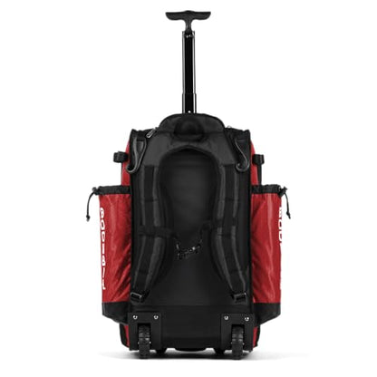 Boombah Catchers Superpack Hybrid Rolling Bat Bag - Multiple Colors - Wheeled & Backpack Version - color: Red/Black