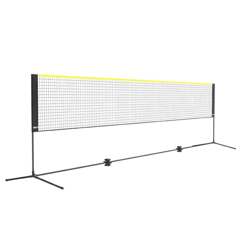 VEVOR Badminton Net, Height Adjustable Volleyball Net, Wide Foldable Pickleball Net, Portable Easy Setup Tennis Net Set with Poles, Stand and Carry Bag, for Kids Backyard Game Indoor Outdoor Use - size: 17ft