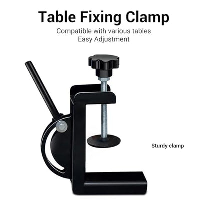 Table Tennis Solo Practice Trainer, Iron Table Tennis Stroke Trainer Wheel with Adjustable Arm & Angle, Fits Most Tables for Spin & Coordination Drills