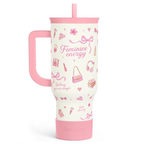 SANDJEST Women's Things 40oz Tumbler with Handle and Straw, Insulated Stainless Steel Travel Coffee Mug for Women Girls, Gift Idea for Birthday Christmas Mothers Day - color: Women's Things