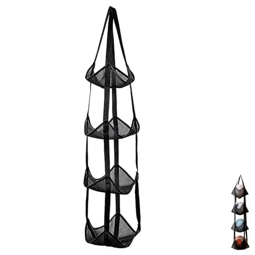 Ball Storage Rack Wall Mounted Hanging Ball Holder Indoor 4 Layer Multi-sport Ball Storage Organizer for Basketball Soccer Balls Volleyball Football Garage Home Room Basement Playroom