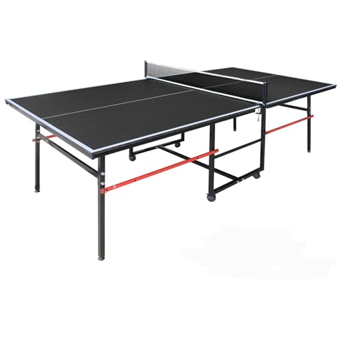 4.5FT/8FT/9FT Mid-Size Table Tennis Table Ping-Pong Table Set Foldable & Portable Table Indoor Outdoor for Family Game - color: Black, size: 8FT