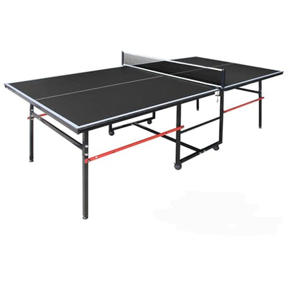 4/6/8/9 ft Professional Table Tennis Table Ping-Pong Tables Set Foldable & Portable Tables with Removable Net 2 Table Tennis Paddles and 3 Balls Easy Assembly - color: Black, size: 8 Ft
