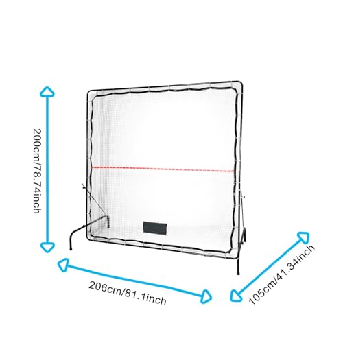 Tennis Rebounder Net 206x105x200cm (81x41x79in) Waterproof Iron Frame Solo Practice