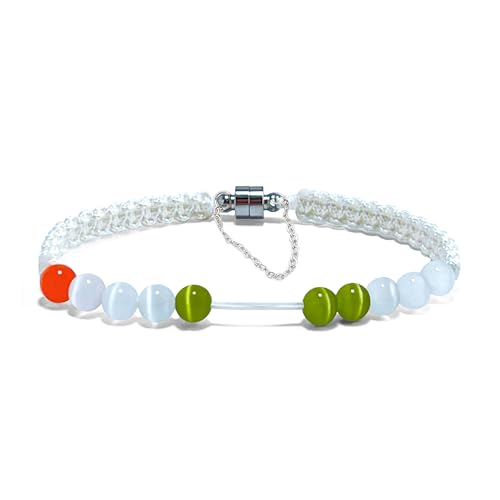 Magnetic Clasp Golf Stroke Counter Bracelet | Handmade Durable Military Paracord | Scorekeeper Golf Bag Accessory for Golfers | 10 Color-Coded and 6mm Cat Eye Beads | Unique Holiday Gift - color: White(7 In/Suitable for Women)