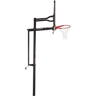 Silverback Height Adjustable In-Ground Basketball Hoop with Tempered Glass Backboard, Pro-Style Breakaway Rim, Pole and Backboard Pad