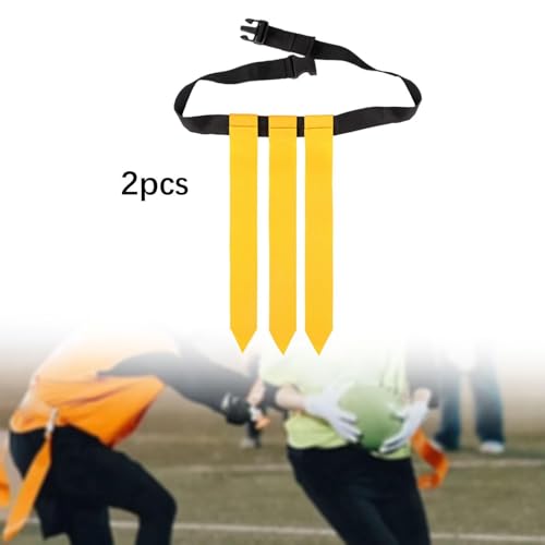 2Pcs Flag Football Belts Flag Football Set with Flags Rugby Waist Flag for Football - color: Yellow