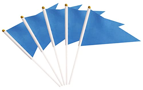 50 Pack Blue Pennant Small Mini Flags On Sticks,Hand Held Solid Blue Pennant DIY Graffiti Flag,Party Events Celebration,School,Grand Opening,Kids Birthday,Sports Clubs,Flower Pot - color: Blue
