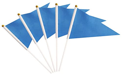 50 Pack Blue Pennant Small Mini Flags On Sticks,Hand Held Solid Blue Pennant DIY Graffiti Flag,Party Events Celebration,School,Grand Opening,Kids Birthday,Sports Clubs,Flower Pot - color: Blue
