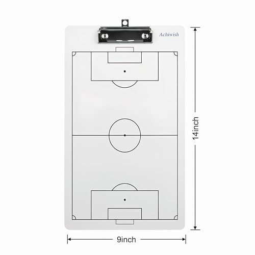 Soccer Coaching Board, Premium Soccer Clipboards for Coaches, Waterproof Soccers Whiteboard for Coaches, Double-Sided Soccers Tactics Board with Tactics Field & Lineup Planner, Achiwish
