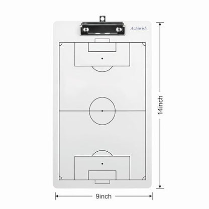 Soccer Coaching Board, Premium Soccer Clipboards for Coaches, Waterproof Soccers Whiteboard for Coaches, Double-Sided Soccers Tactics Board with Tactics Field & Lineup Planner, Achiwish