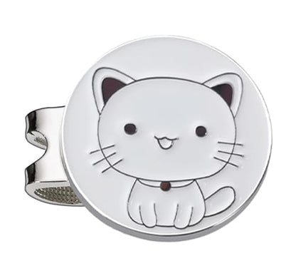 Adhere Golf Ball Markers Personlized Double Side Cute cat Logo Enamel with A Magnetic Hat Clips,A Premium Golf Gifts. - color: G-Cute White Cat