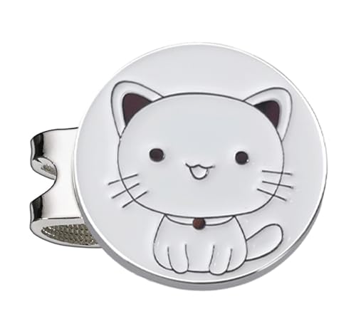 Adhere Golf Ball Markers Personlized Double Side Cute cat Logo Enamel with A Magnetic Hat Clips,A Premium Golf Gifts. - color: G-Cute White Cat