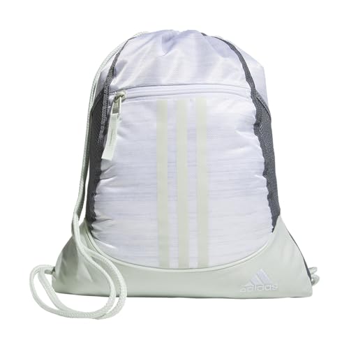 adidas Alliance Sackpack – Drawstring Backpack for Sports, Small Gym Bag - color: Two Tone White-clear Onix/Linen Green/2