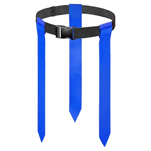 Tag Rugby Belts with 3 Flags 1/2pcs Adjustable Flag Rugby Flag Football Belts for Kids Youth & Adults - color: Blue