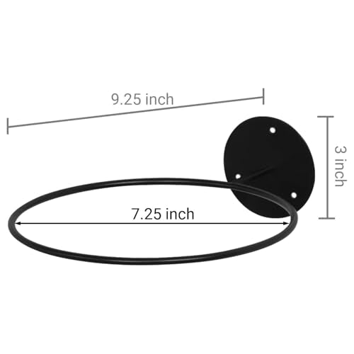 MyGift Wall Mounted Black Metal Sports Ball Storage, 7 Inch Round Display Rack for Soccer Ball, Volleyball, Basketball Holder, Set of 6
