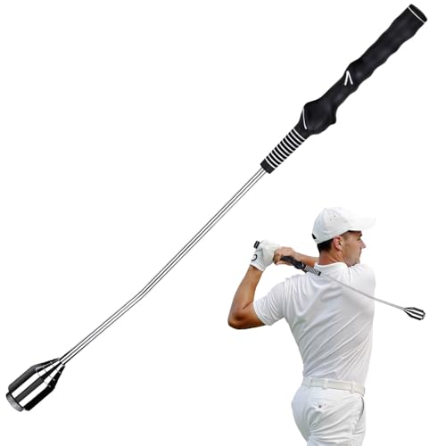 Golf Swing Trainer, Golf Grip Trainer for Tempo & Path, 2 Weights for Iron & Wood Hitting Chipping, Non-Slip Right Hand Ergonomic Swing Training Aid Golfers & Men & Beginners