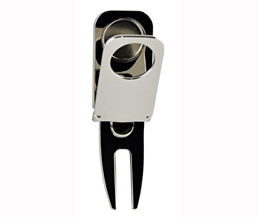 Cigar Holder, Magnetic Golf Divot Repair Tool and Ball Marker, 3 in 1 Golf Accessory Tool, Gift for Man, Metal Zinc Ally - color: Silver