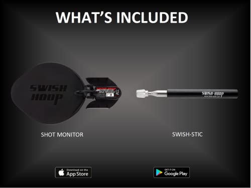 Shot Monitor | Basketball Electronic Shot Tracker | Automated Video Shot Breakdown | Includes telescoping installaton Swish-STIC and iPhone/Android App