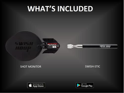 Shot Monitor | Basketball Electronic Shot Tracker | Automated Video Shot Breakdown | Includes telescoping installaton Swish-STIC and iPhone/Android App