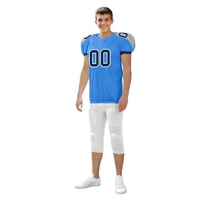 Youth Football Practice Jersey, Custom Blank Kids Practice Football Uniform Sportswear for Boys Training Games - color: Navy Blue Red