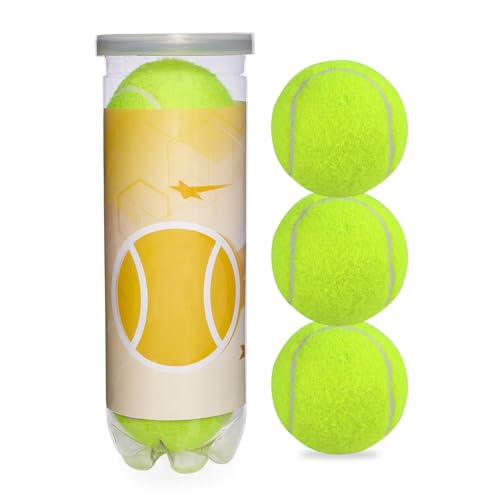 Tennis Balls 3/4 Pack – High Elasticity Training & Practice Balls for Beginners, Durable High-Visibility Colored Balls for Dog Exercise, Ideal for Hard, Clay & Grass Courts - color: Yellow-3P