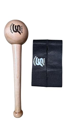 Baseball Glove Mallet (Hammer) for Youth & Adult, One-Piece Structure Baseball Glove Mallet, Wooden Shaping Hammer, Glove Wrap by Springfield Sports. The Best Stuff for Your Game Practice.