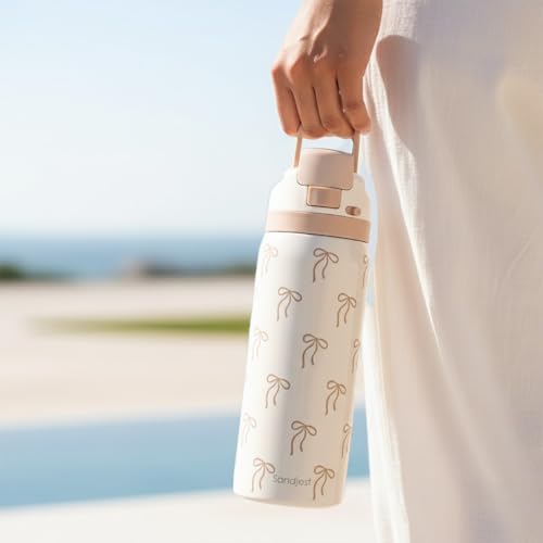 Bow Insulated Stainless Steel Water Bottle with Straw for Sports and Travel, 32oz, Gifts for Women Girls Friends Teens Birthday Christmas (Brown) - color: Bow