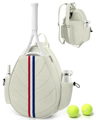 Tennis Bag, Water Resistant Tennis Backpack for Women Men, Quilted Crossbody Sling Design for Tennis, Pickleball, Badminton Rackets