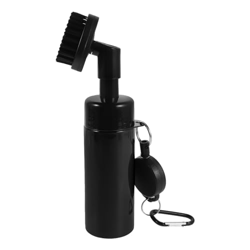 Golf Club Cleaning Brush: Groove Cleaner - Portable Golf Ball Washer - Refillable Water Bottle Brush with Carabiner Clip for Outdoor Bag Accessories Black - color: Black