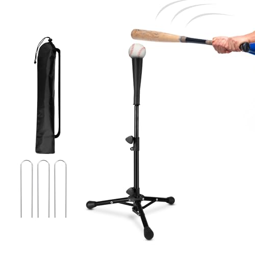 Kids Baseball Tee, 20.87 to 31.29 Inches Batting Tees for Baseball with Carry Bag, Portable Stable Baseball Tees for Hitting, Tripod Tanner Tee for Baseball Practice Stand Aged 3-8 Years - color: Black Batting Tee