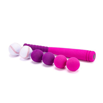CeleMoon 16.5 Inch [Mini Size] Soft Foam Baseball Bat for Girls, Tball Softball Batting Toy Set with 6 Balls, for Kid Toddler Daughter 3 Years Old Indoor Outdoor Sport Playing Game, Pink