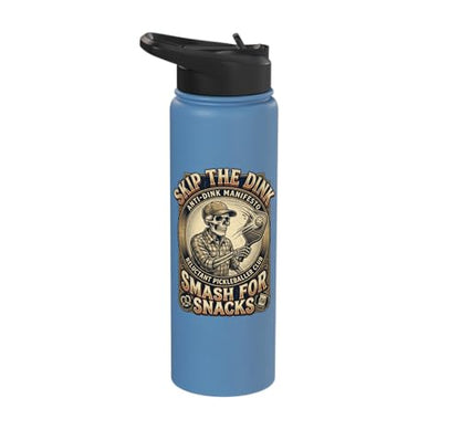 Pickleball Humor s Smash for Snacks s Court Rules Stainless Steel Insulated Water Bottle - color: Light Blue