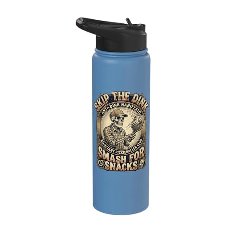 Pickleball Humor s Smash for Snacks s Court Rules Stainless Steel Insulated Water Bottle - color: Light Blue