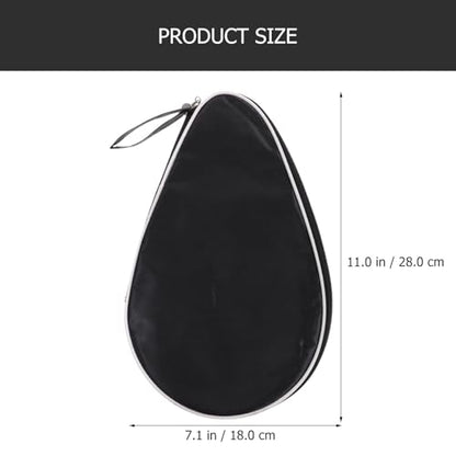 Oxford Cloth Table Tennis Racket Storage Bag with Fixed Ball Holder Protective Organizer for Paddle Gourd Shape Design with Smooth Zipper Portable Sports Carry Case in Black