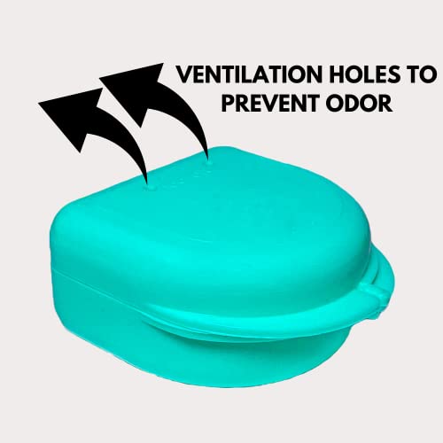 2 Pack of Retainer Cases (Available in Various Color Options); for Retainers, Dentures, Mouth Guards, and other Accessories. With Vent Holes and Write-on I.D. Area, Secure Snap Closure (Clear)