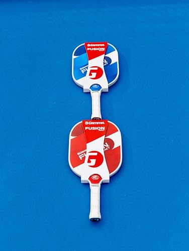 Gamma USAPA Approved Fiberglass Pickleball Paddle Set with 2 Paddles, 3 Outdoor Balls, & Sling Bag, Fusion React Pickleball Bundle, Red/Blue, Pickle-Ball Equipment - style: Fusion React Red and Blue