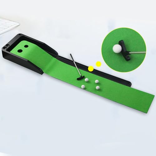 Alomejor Golf Putting Mat, Mini Putting Trainer with Automatic Ball Return Non Slip Surface for Indoor Home Office