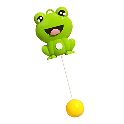 Table Tennis Trainer, Cute Kids Tennis Racquet Badminton Tennis Racket Sports Game Indoor Hanging Elastic Shaft Automatic Winding Educational Exercise for Kids Self Practice - size: Frog Style