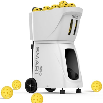 Pickleball Machine-PUSUN Launcher for Professional Training | App& Remote Control | Speed, Angle, Rotation Adjustment | Large Capacity (85+ Balls) | 4-6 Hour Battery Life | Self-Programming - color: White
