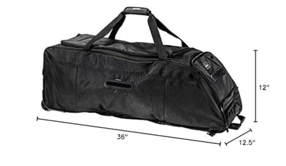 Franklin Sports Traveler Roller - Baseball and Softball - Equipment Bag - Compartment- Black - 1680D Polyester - Water Resistant- Black