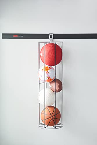 Rubbermaid Garage FastTrack Vertical Ball Rack Satin Nickel Wall Mounted Storage System Holds up to 50 pounds for Home/Garage Silver