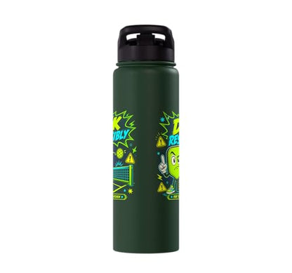 Dink Responsibly Pickleball Kitchen Court Stainless Steel Insulated Water Bottle - color: Dark Green