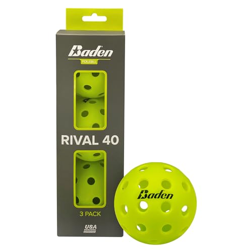 Baden Rival 40 Pickleball Balls | Set of 3 | USAPA Approved | Durable for Consistent Play | Neon Green - color: Neon Green