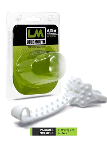 Loudmouth Football Mouth Guard - 3D SpikeSurge Football Mouthpiece with Strap, Fits Adult & Youth, Mouth Guard Football Accessories (White) - color: White