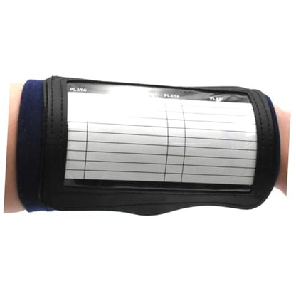 SECFOU 2 Pieces Football Strategy Card Holder Wristbands with Soft Fabric, Multi-use Card Wrist Band for Quarterback and Touch Football Coaches, Blue