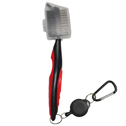 1pcs Golf Club Brush Groove Cleaner with Cover, Double-Sided Golf Cleaning Brush with Retractable Carabiner Clip for Golf Bag