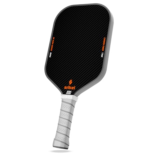 Pickleball Paddles, Raw T700 Carbon Fiber Pickleball Paddle, 16mm Power Polymer Core, Professional Rackets for Great Spin, Control & Precision Shots, USAPA Approved - color: Gray