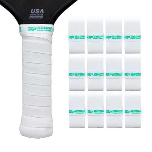 DRYtack Premium Pickleball Overgrips - #1 Pickleball Overgrips Trusted by TOP pros - Semi-Dry & Absorbent, Superior Comfort, Long Lasting, Responsive Feel - color: White, size: 12-Pack