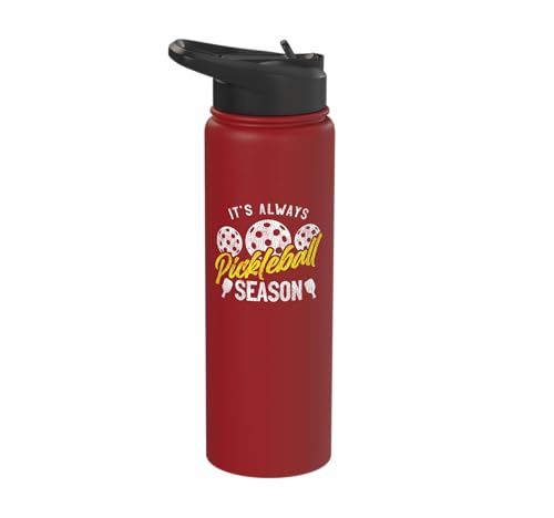 Funny Pickleball Pun Paddle I Might Have A Dinking Problem Stainless Steel Insulated Water Bottle - color: Red